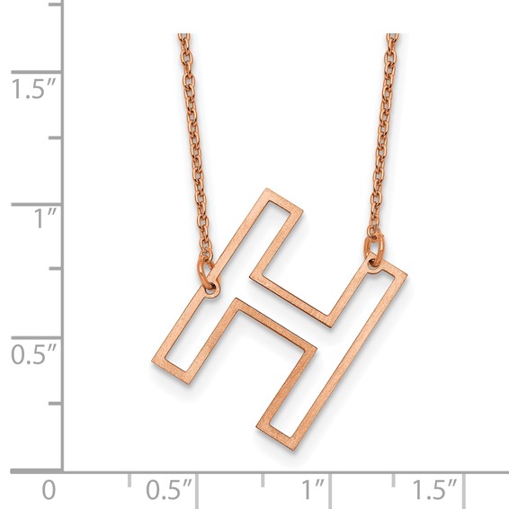 Sterling Silver/Rose Gold-Plated Sideways Cut Out Initial H Necklace