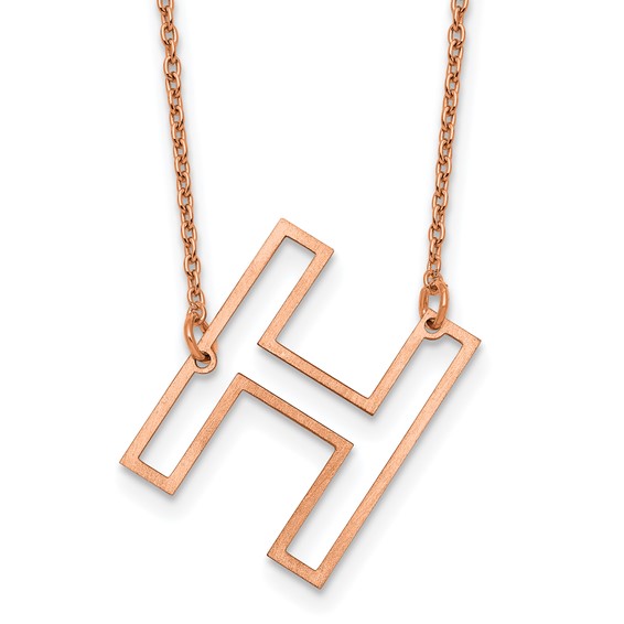 Sterling Silver/Rose Gold-Plated Sideways Cut Out Initial H Necklace