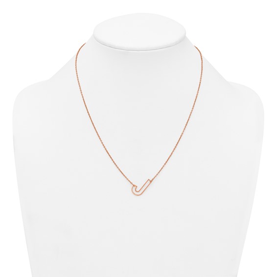 Sterling Silver/Rose Gold-Plated Sideways Cut Out Initial J Necklace