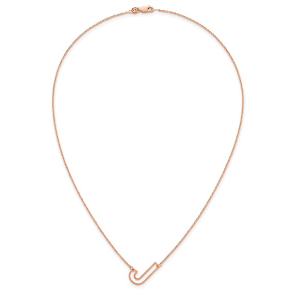 Sterling Silver/Rose Gold-Plated Sideways Cut Out Initial J Necklace