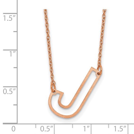 Sterling Silver/Rose Gold-Plated Sideways Cut Out Initial J Necklace