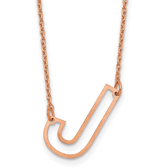 Sterling Silver/Rose Gold-Plated Sideways Cut Out Initial J Necklace