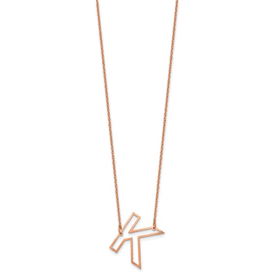 Sterling Silver/Rose Gold-Plated Sideways Cut Out Initial K Necklace