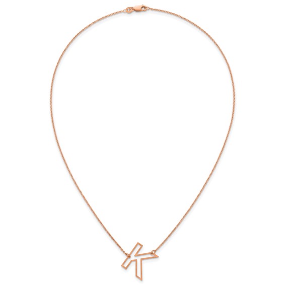 Sterling Silver/Rose Gold-Plated Sideways Cut Out Initial K Necklace