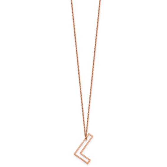 Sterling Silver/Rose Gold-Plated Sideways Cut Out Initial L Necklace