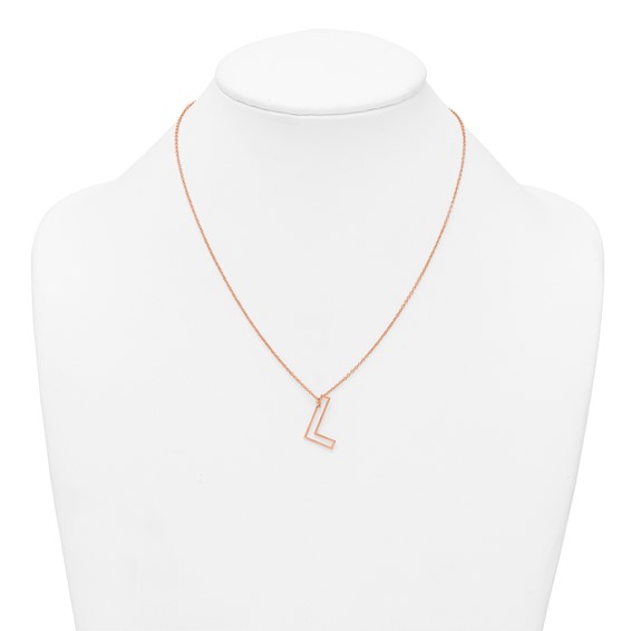 Sterling Silver/Rose Gold-Plated Sideways Cut Out Initial L Necklace