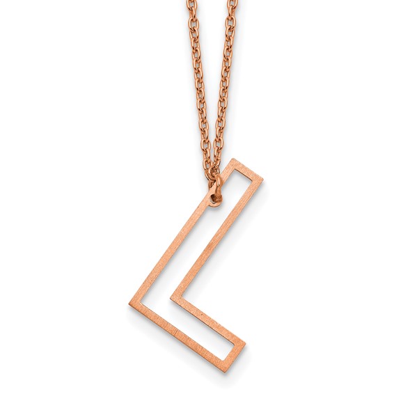 Sterling Silver/Rose Gold-Plated Sideways Cut Out Initial L Necklace