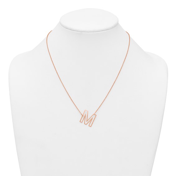 Sterling Silver/Rose Gold-Plated Sideways Cut Out Initial M Necklace