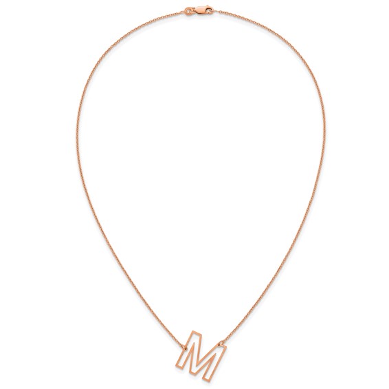 Sterling Silver/Rose Gold-Plated Sideways Cut Out Initial M Necklace
