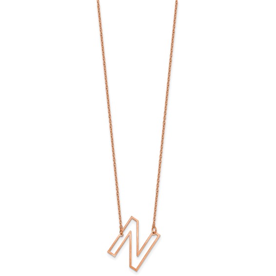 Sterling Silver/Rose Gold-Plated Sideways Cut Out Initial N Necklace