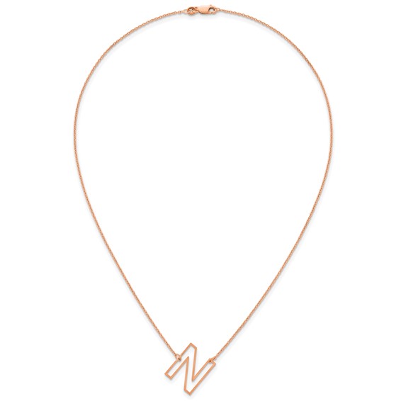 Sterling Silver/Rose Gold-Plated Sideways Cut Out Initial N Necklace