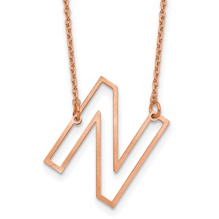 Sterling Silver/Rose Gold-Plated Sideways Cut Out Initial N Necklace