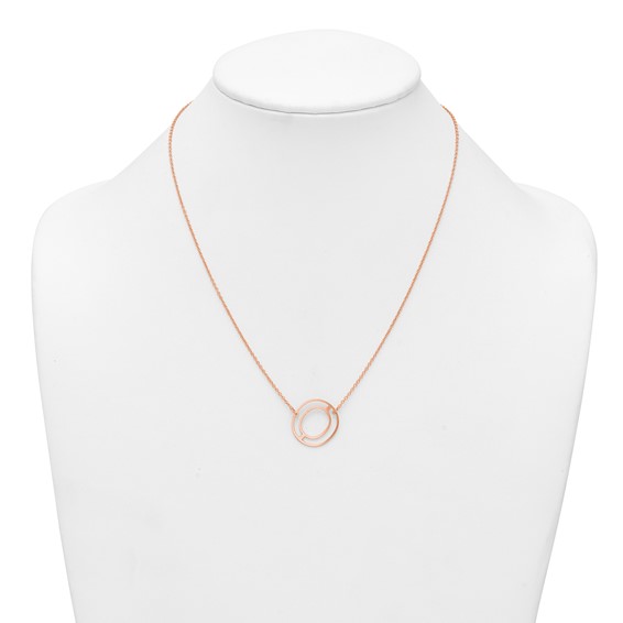Sterling Silver/Rose Gold-Plated Sideways Cut Out Initial O Necklace