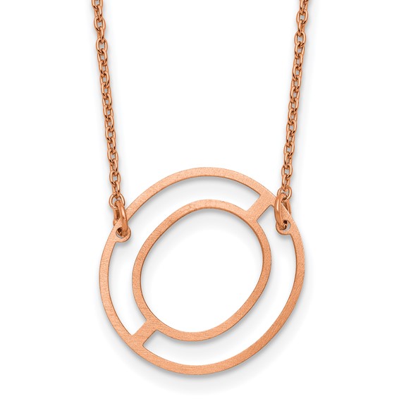Sterling Silver/Rose Gold-Plated Sideways Cut Out Initial O Necklace