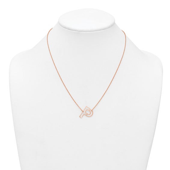 Sterling Silver/Rose Gold-Plated Sideways Cut Out Initial P Necklace
