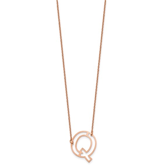 Sterling Silver/Rose Gold-Plated Sideways Cut Out Initial Q Necklace