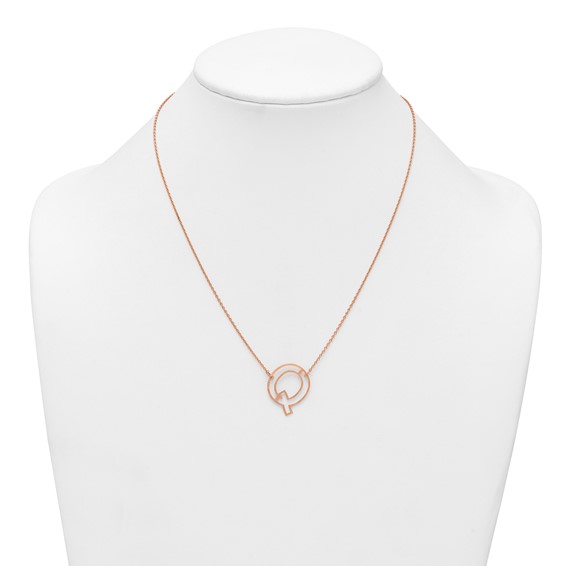 Sterling Silver/Rose Gold-Plated Sideways Cut Out Initial Q Necklace