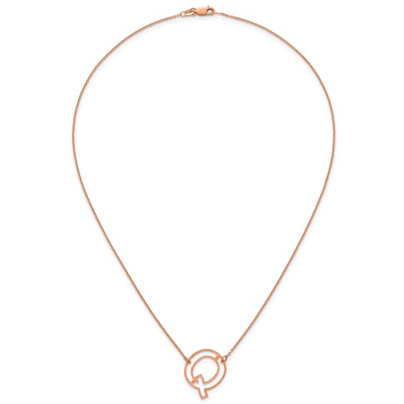 Sterling Silver/Rose Gold-Plated Sideways Cut Out Initial Q Necklace
