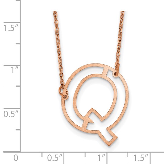 Sterling Silver/Rose Gold-Plated Sideways Cut Out Initial Q Necklace
