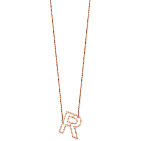Sterling Silver/Rose Gold-Plated Sideways Cut Out Initial R Necklace