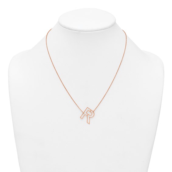 Sterling Silver/Rose Gold-Plated Sideways Cut Out Initial R Necklace