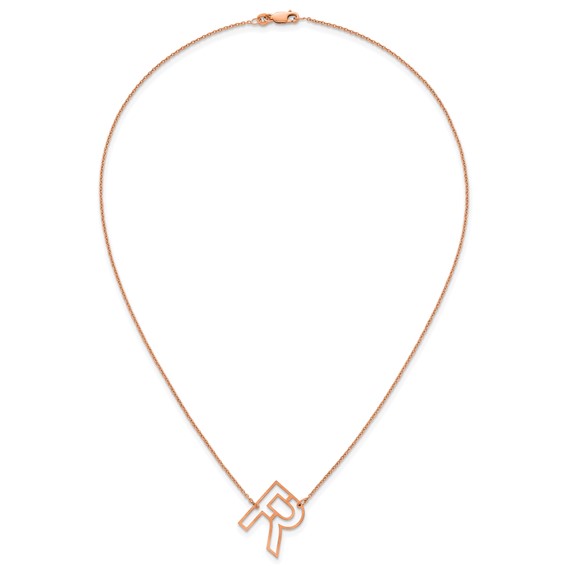 Sterling Silver/Rose Gold-Plated Sideways Cut Out Initial R Necklace