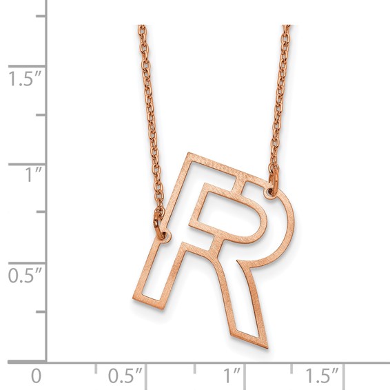 Sterling Silver/Rose Gold-Plated Sideways Cut Out Initial R Necklace