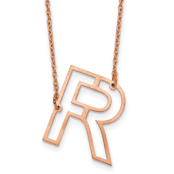 Sterling Silver/Rose Gold-Plated Sideways Cut Out Initial R Necklace