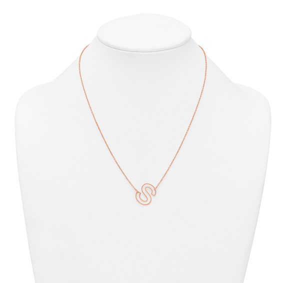 Sterling Silver/Rose Gold-Plated Sideways Cut Out Initial S Necklace