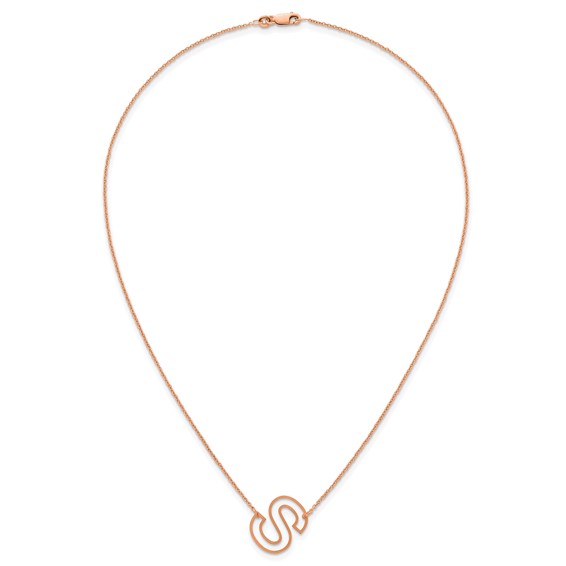 Sterling Silver/Rose Gold-Plated Sideways Cut Out Initial S Necklace