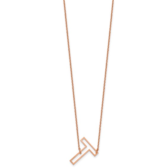 Sterling Silver/Rose Gold-Plated Sideways Cut Out Initial T Necklace