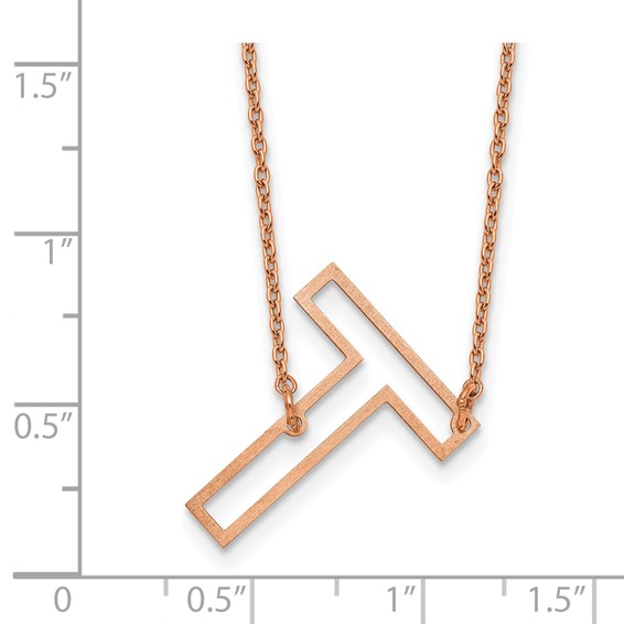Sterling Silver/Rose Gold-Plated Sideways Cut Out Initial T Necklace