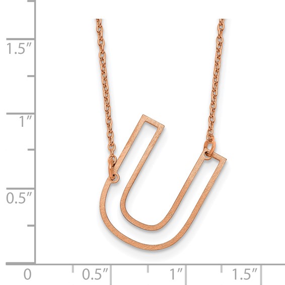 Sterling Silver/Rose Gold-Plated Sideways Cut Out Initial U Necklace