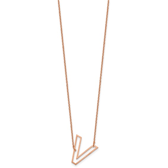 Sterling Silver/Rose Gold-Plated Sideways Cut Out Initial V Necklace