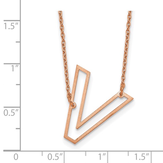 Sterling Silver/Rose Gold-Plated Sideways Cut Out Initial V Necklace