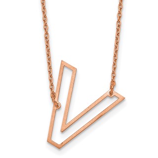 Sterling Silver/Rose Gold-Plated Sideways Cut Out Initial V Necklace