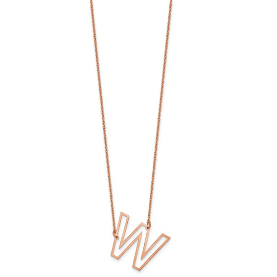 Sterling Silver/Rose Gold-Plated Sideways Cut Out Initial W Necklace