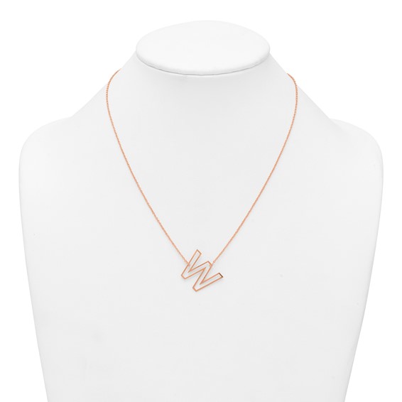 Sterling Silver/Rose Gold-Plated Sideways Cut Out Initial W Necklace