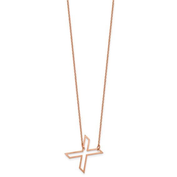 Sterling Silver/Rose Gold-Plated Sideways Cut Out Initial X Necklace