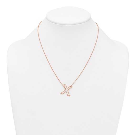 Sterling Silver/Rose Gold-Plated Sideways Cut Out Initial X Necklace