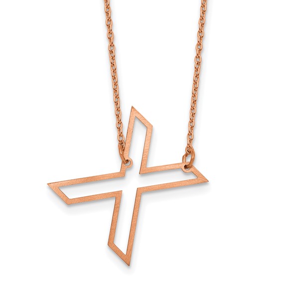 Sterling Silver/Rose Gold-Plated Sideways Cut Out Initial X Necklace