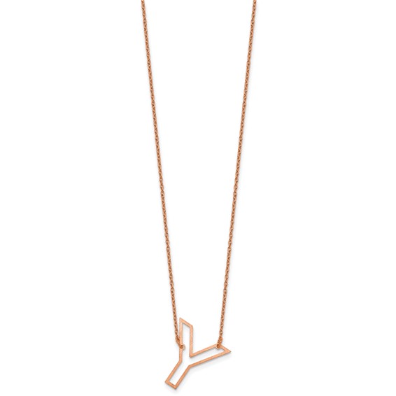 Sterling Silver/Rose Gold-Plated Sideways Cut Out Initial Y Necklace