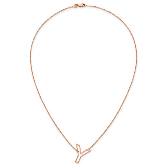 Sterling Silver/Rose Gold-Plated Sideways Cut Out Initial Y Necklace