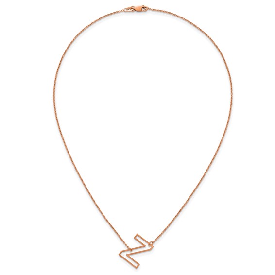 Sterling Silver/Rose Gold-Plated Sideways Cut Out Initial Z Necklace