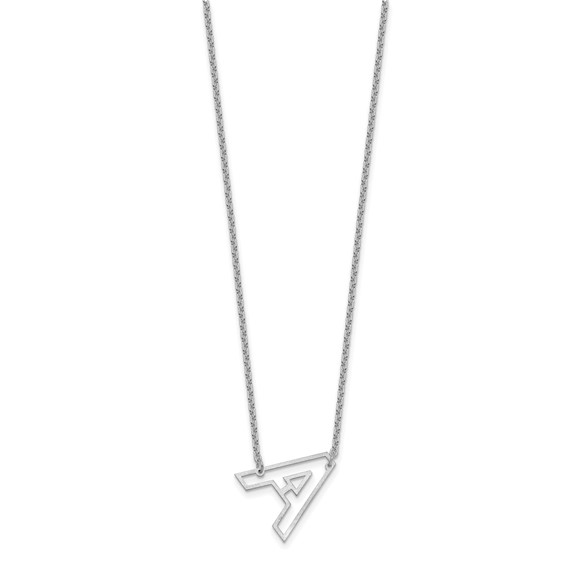 Sterling Silver/Rhod-plated Sideways Cut-out Initial A Necklace
