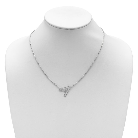 Sterling Silver/Rhod-plated Sideways Cut-out Initial A Necklace