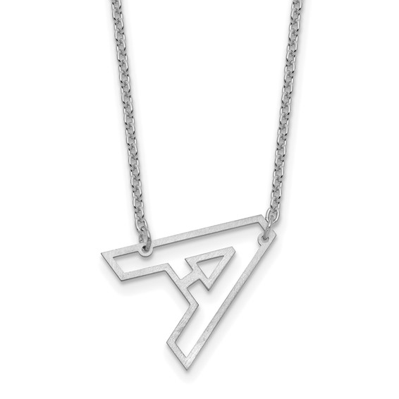 Sterling Silver/Rhod-plated Sideways Cut-out Initial A Necklace
