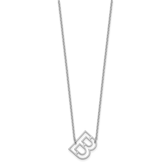 Sterling Silver Sideways Cut Out Initial B Necklace