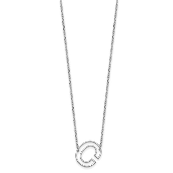 Sterling Silver Sideways Cut Out Initial C Necklace