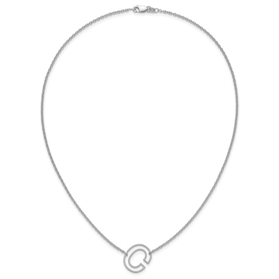 Sterling Silver Sideways Cut Out Initial C Necklace